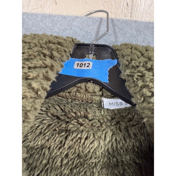 Miss Sparkling Olive Green Teddy Sherpa Jacket S Double Breasted Cozy Clean Girl - Picture 17 of 17